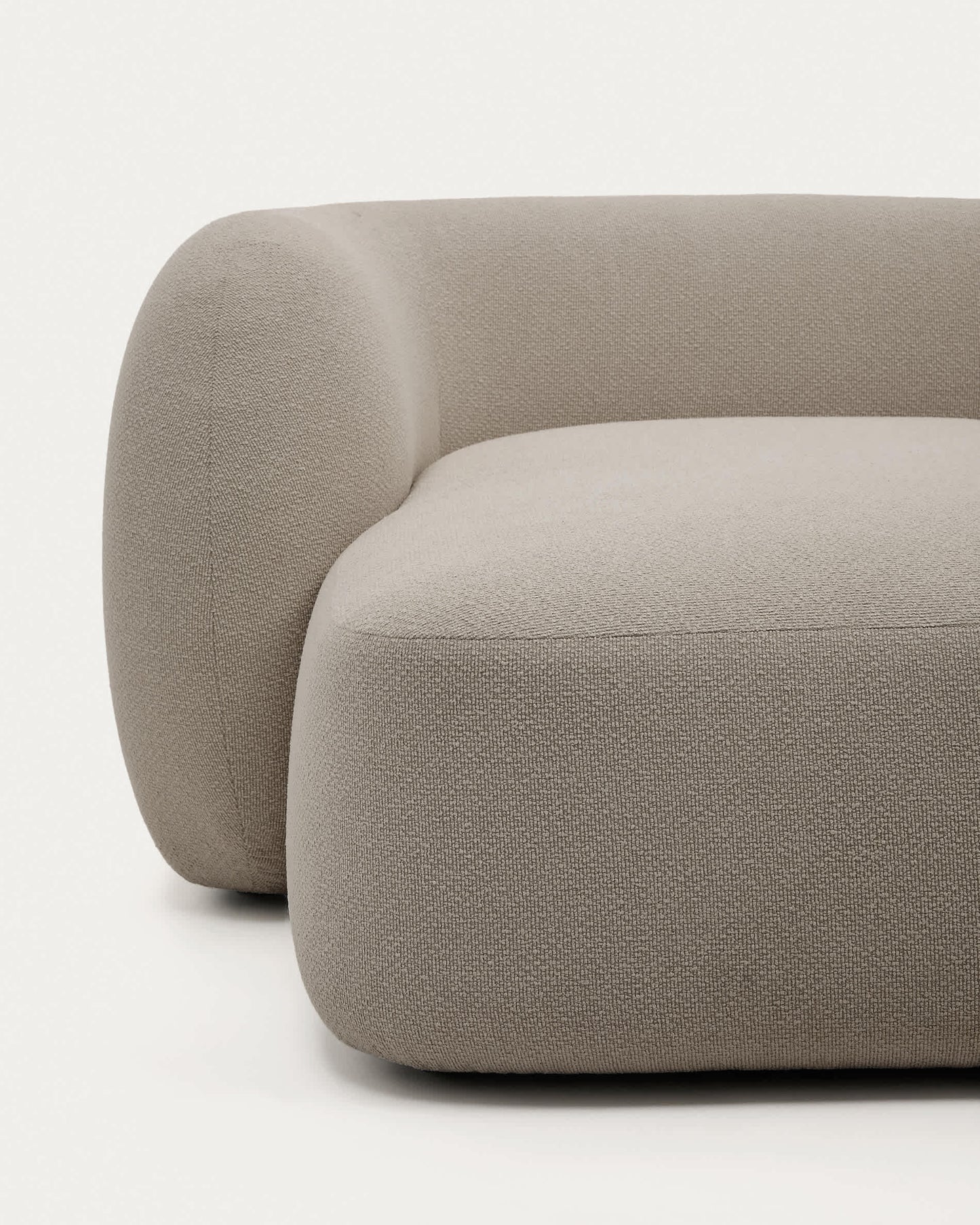 Divano modulare Martina a 3 posti in ciniglia con chaise longue destra color pietra 287 cm