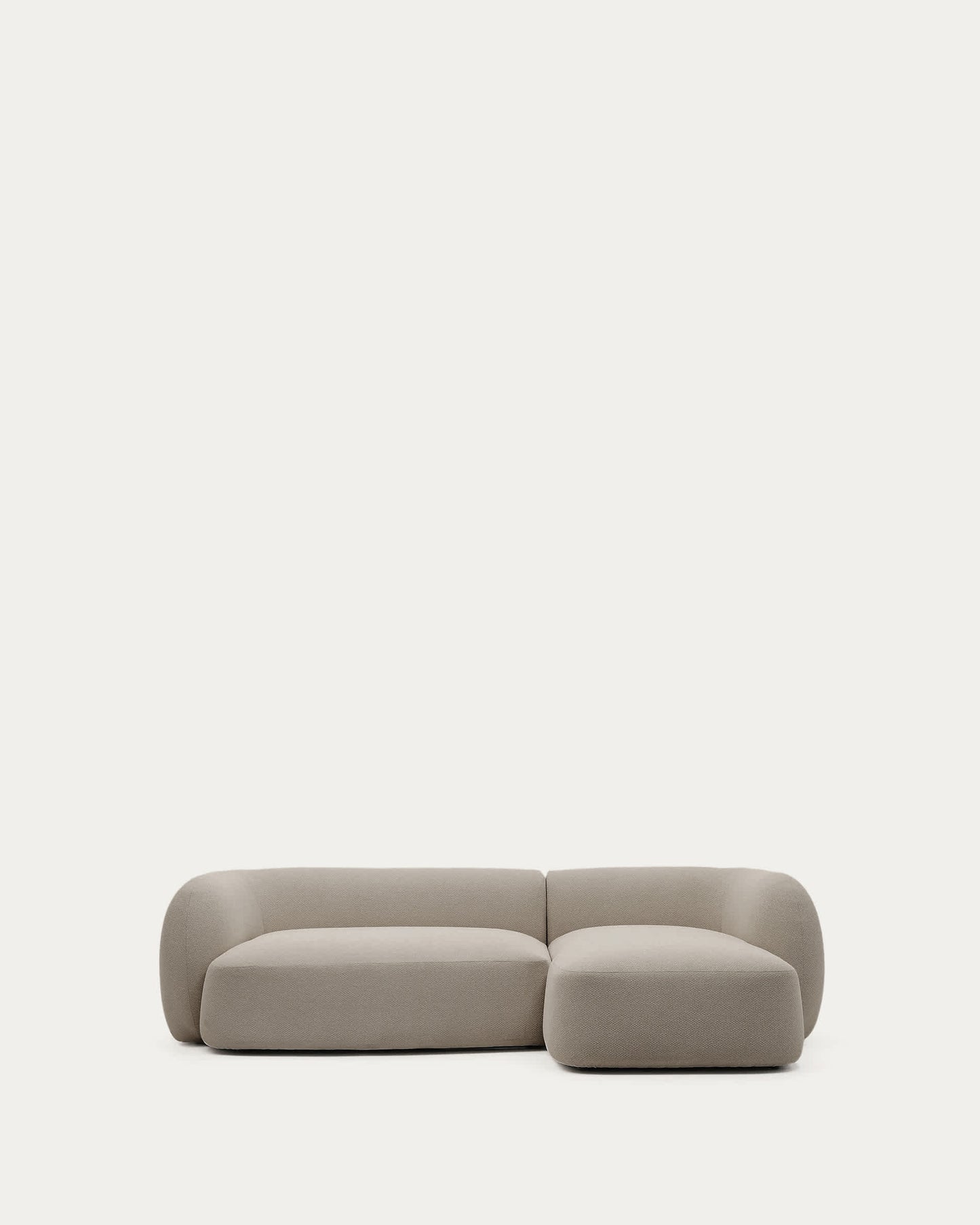 Divano modulare Martina a 3 posti in ciniglia con chaise longue destra color pietra 287 cm
