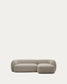 Divano modulare Martina a 3 posti in ciniglia con chaise longue destra color pietra 287 cm