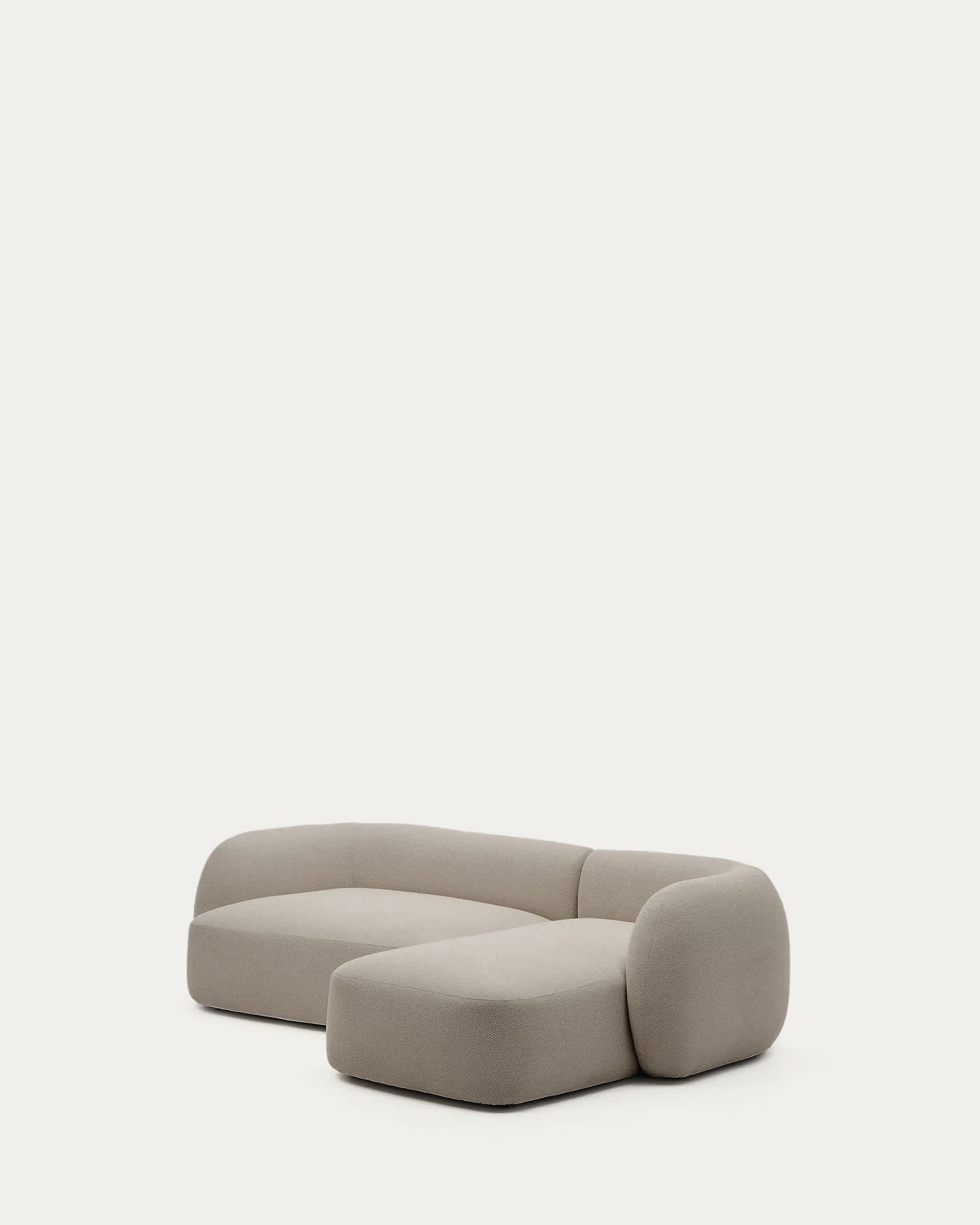 Divano modulare Martina a 3 posti in ciniglia con chaise longue destra color pietra 287 cm