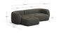 Divano modulare Martina 3 posti in ciniglia verde con chaise longue sinistra 287 cm