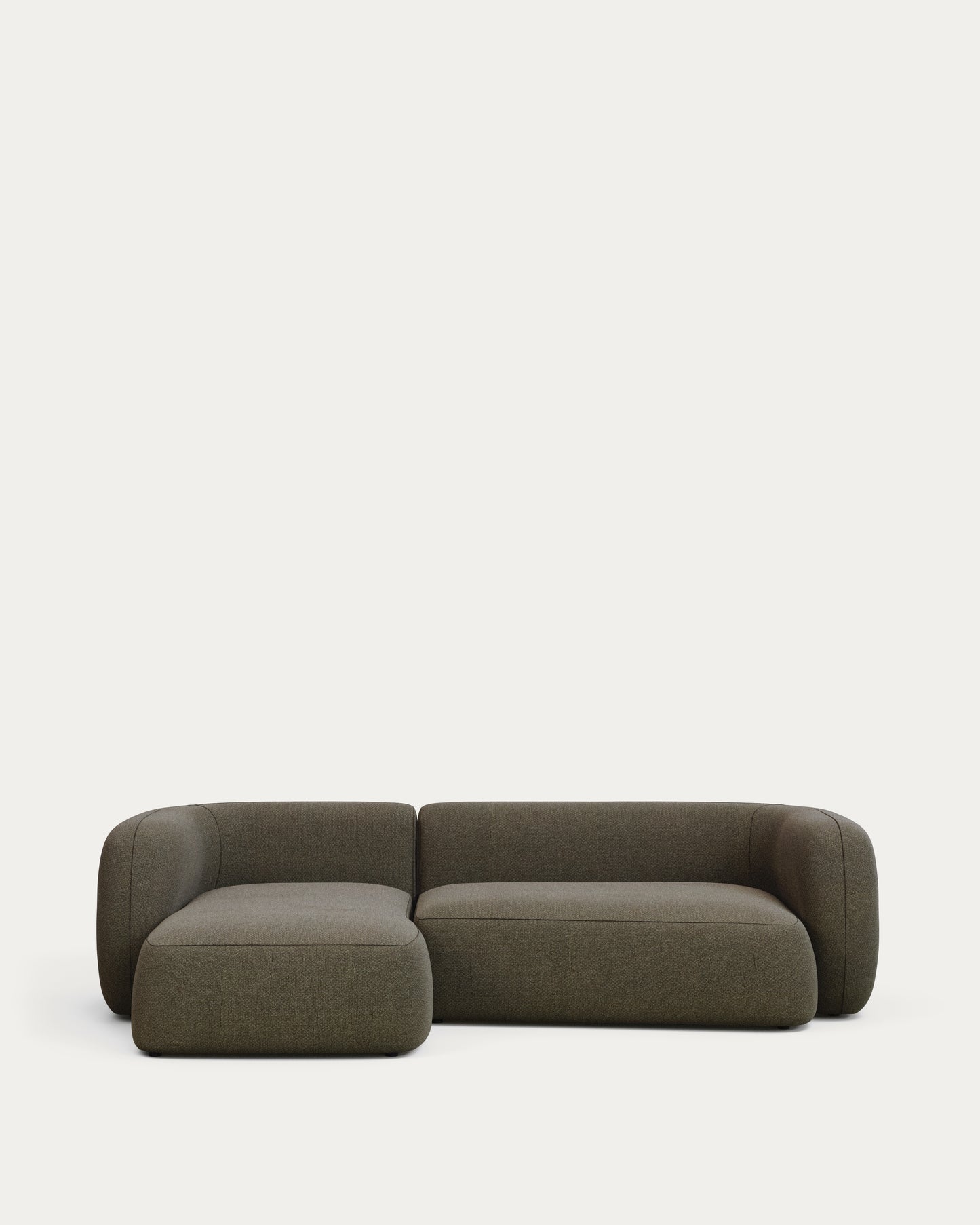 Divano modulare Martina 3 posti in ciniglia verde con chaise longue sinistra 287 cm
