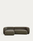 Divano modulare Martina 3 posti in ciniglia verde con chaise longue sinistra 287 cm