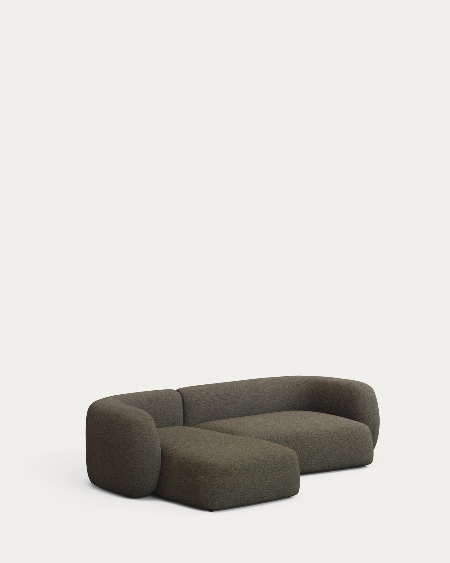Divano modulare Martina 3 posti in ciniglia verde con chaise longue sinistra 287 cm