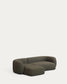 Divano modulare Martina 3 posti in ciniglia verde con chaise longue sinistra 287 cm