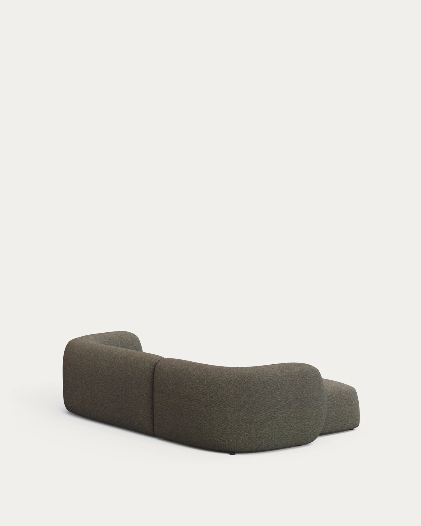 Divano modulare Martina 3 posti in ciniglia verde con chaise longue sinistra 287 cm