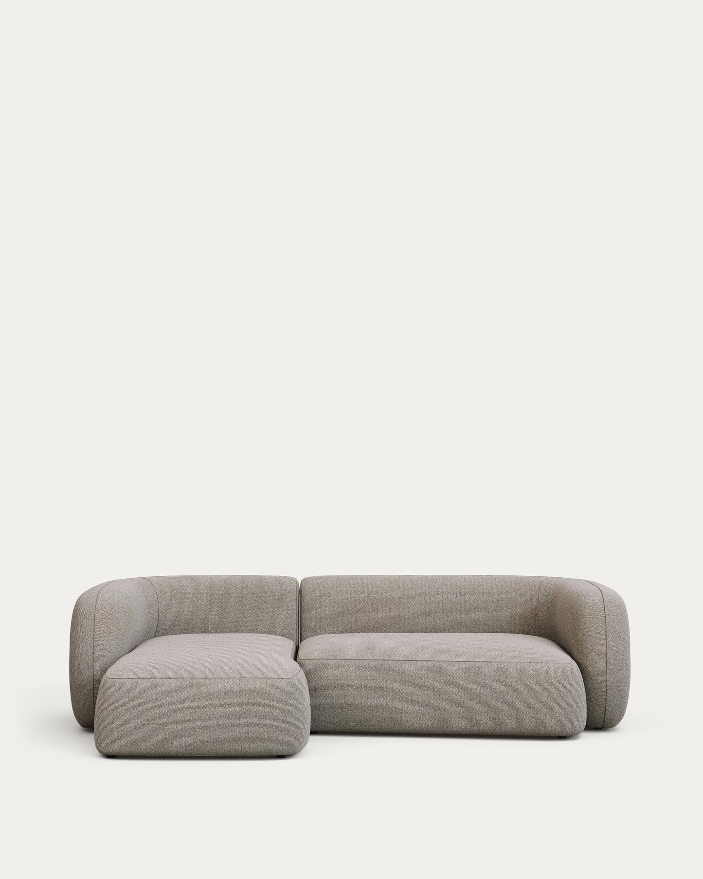 Divano modulare Martina 3 posti in ciniglia color pietra con chaise longue sinistra 287 cm