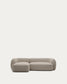Divano modulare Martina 3 posti in ciniglia color pietra con chaise longue sinistra 287 cm