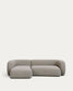 Divano modulare Martina 3 posti in ciniglia color pietra con chaise longue sinistra 287 cm