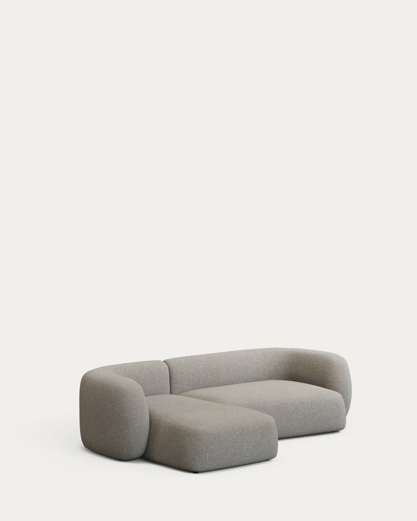 Divano modulare Martina 3 posti in ciniglia color pietra con chaise longue sinistra 287 cm