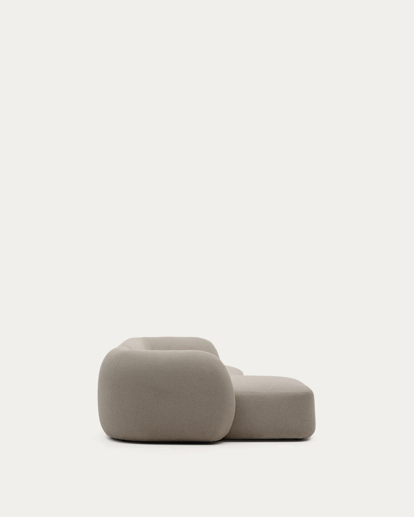 Divano modulare Martina 3 posti in ciniglia color pietra con chaise longue sinistra 287 cm
