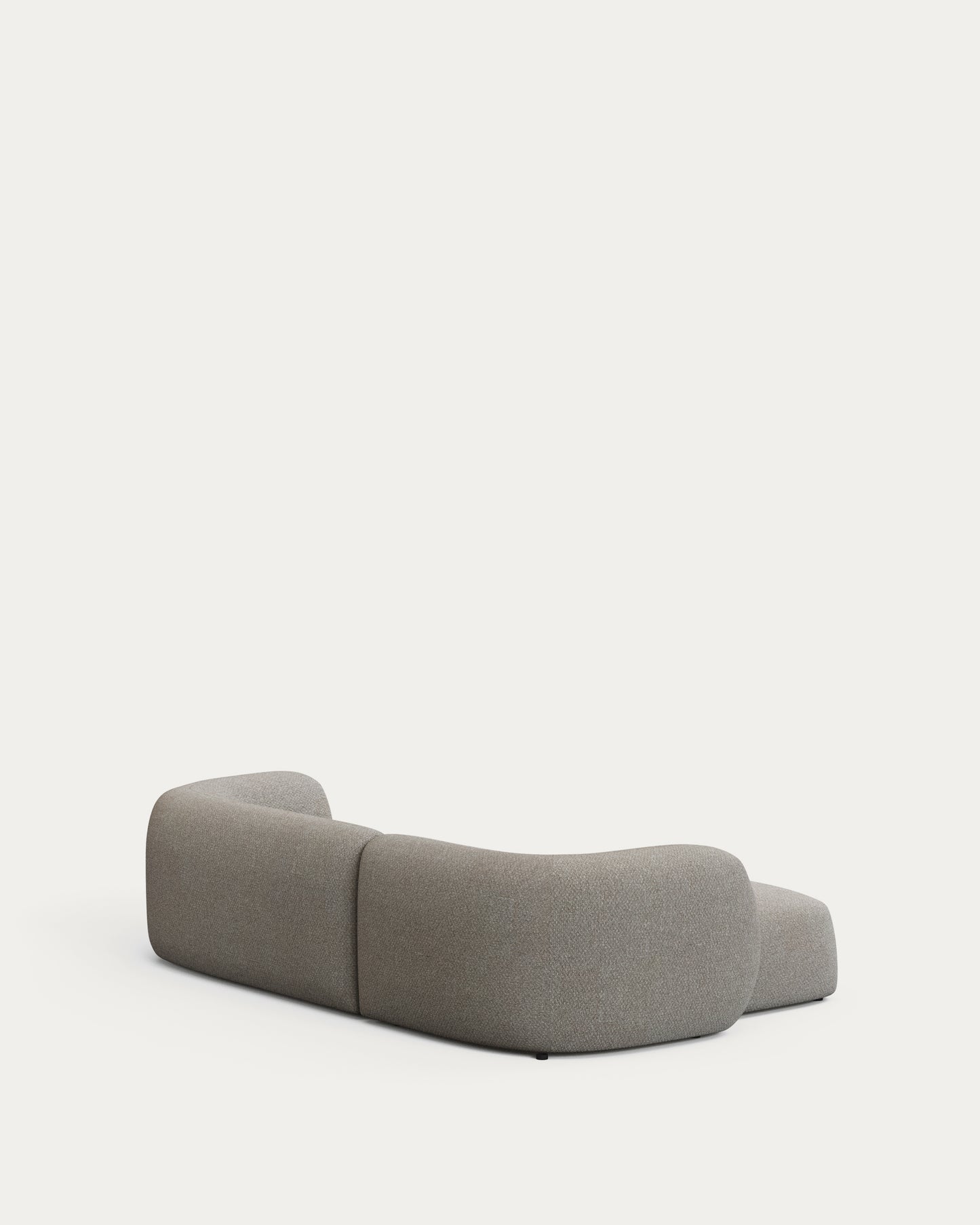 Divano modulare Martina 3 posti in ciniglia color pietra con chaise longue sinistra 287 cm