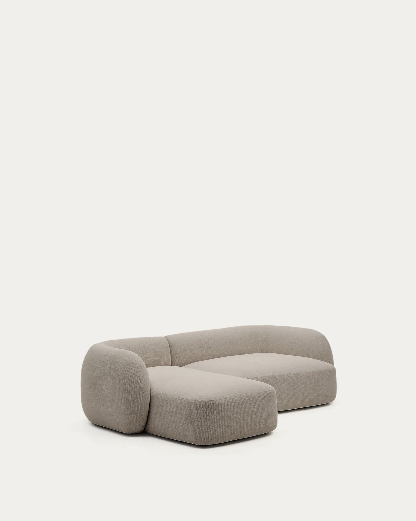 Divano modulare Martina 3 posti in ciniglia color pietra con chaise longue sinistra 287 cm