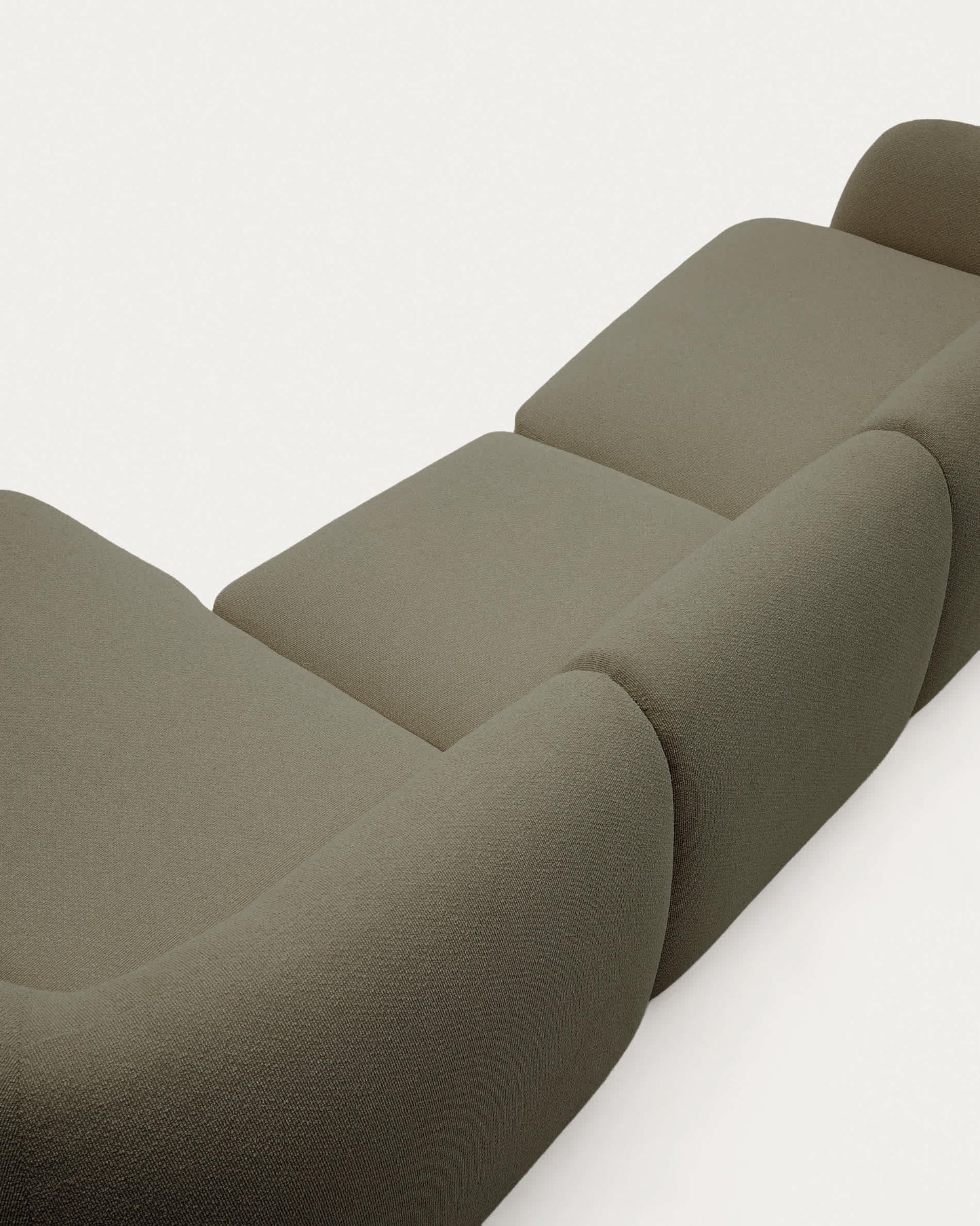 Divano modulare Martina 4 posti in ciniglia con chaise longue destra verde 377 cm
