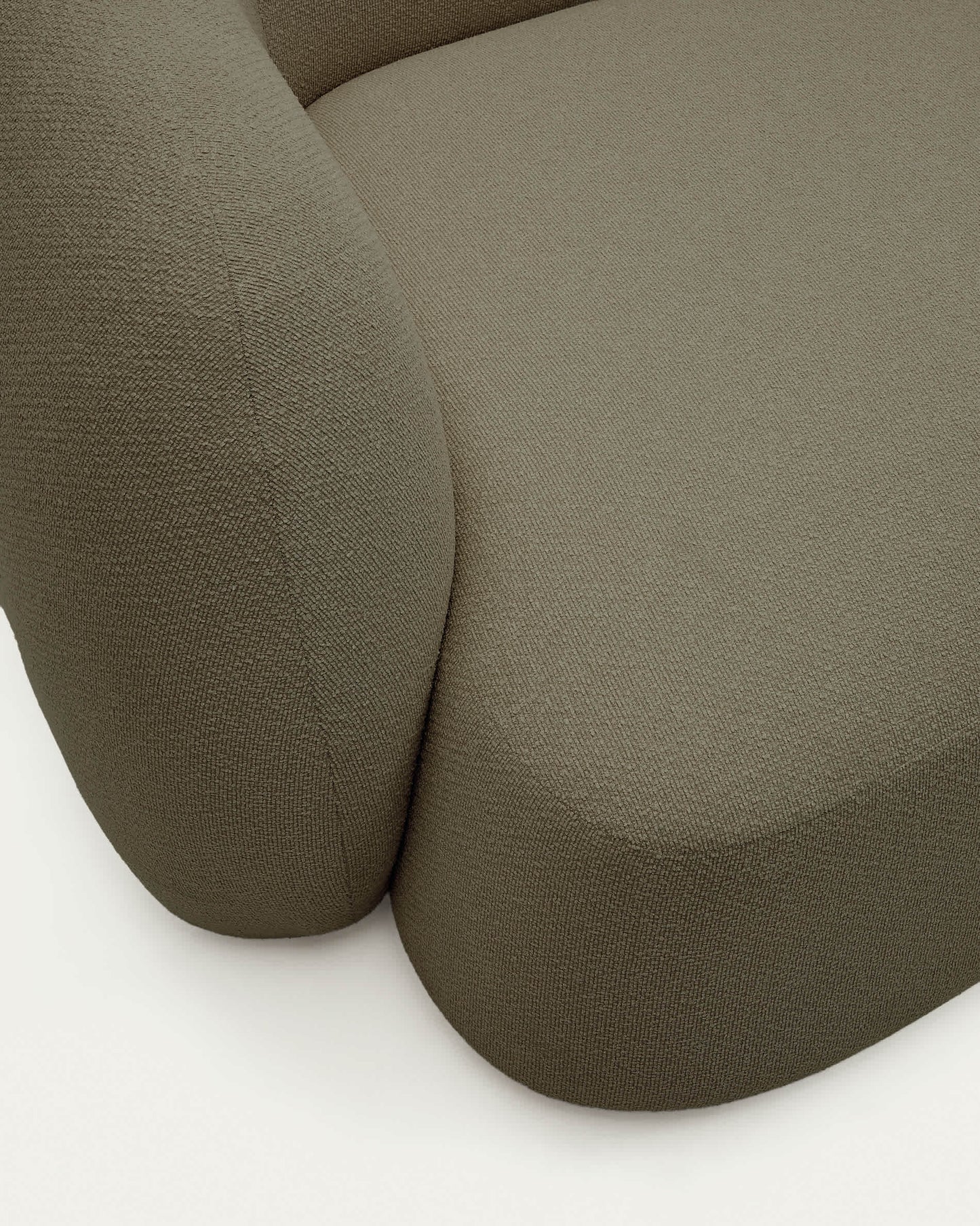 Divano modulare Martina 4 posti in ciniglia con chaise longue destra verde 377 cm