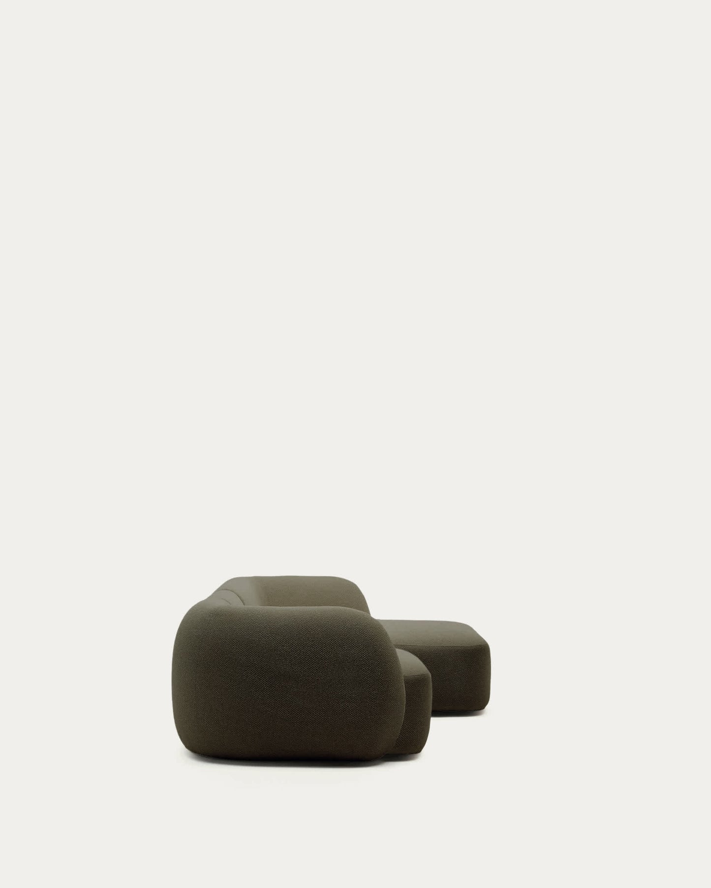 Divano modulare Martina 4 posti in ciniglia con chaise longue destra verde 377 cm