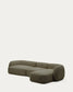 Divano modulare Martina 4 posti in ciniglia con chaise longue destra verde 377 cm