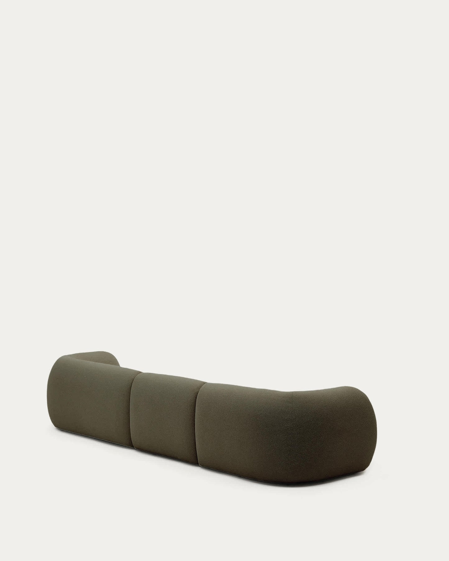 Divano modulare Martina 4 posti in ciniglia con chaise longue destra verde 377 cm