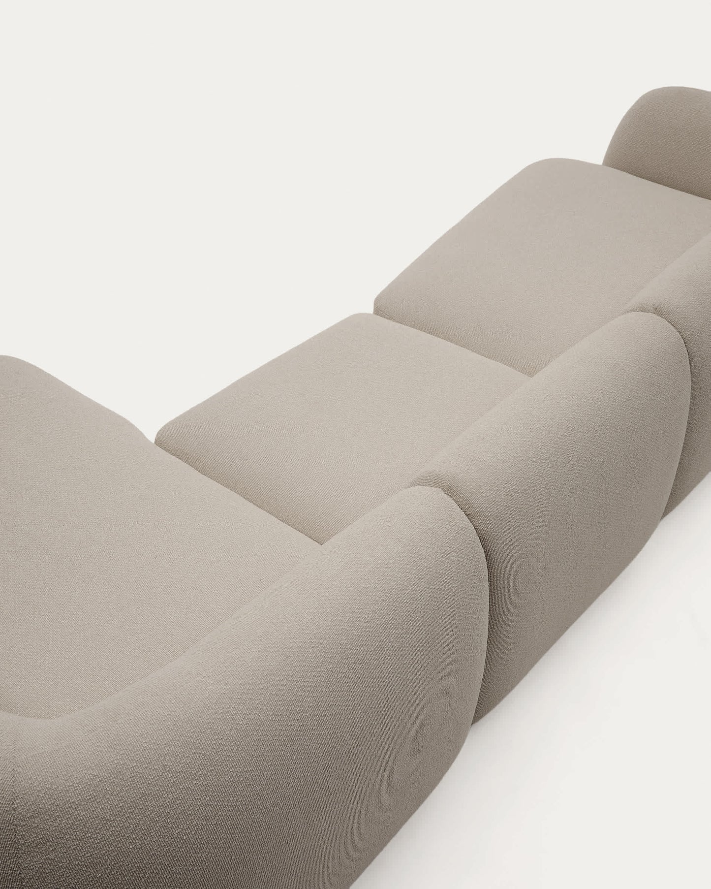 Divano modulare Martina a 4 posti in ciniglia con chaise longue destra color pietra 377 cm