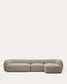 Divano modulare Martina a 4 posti in ciniglia con chaise longue destra color pietra 377 cm