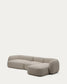 Divano modulare Martina a 4 posti in ciniglia con chaise longue destra color pietra 377 cm