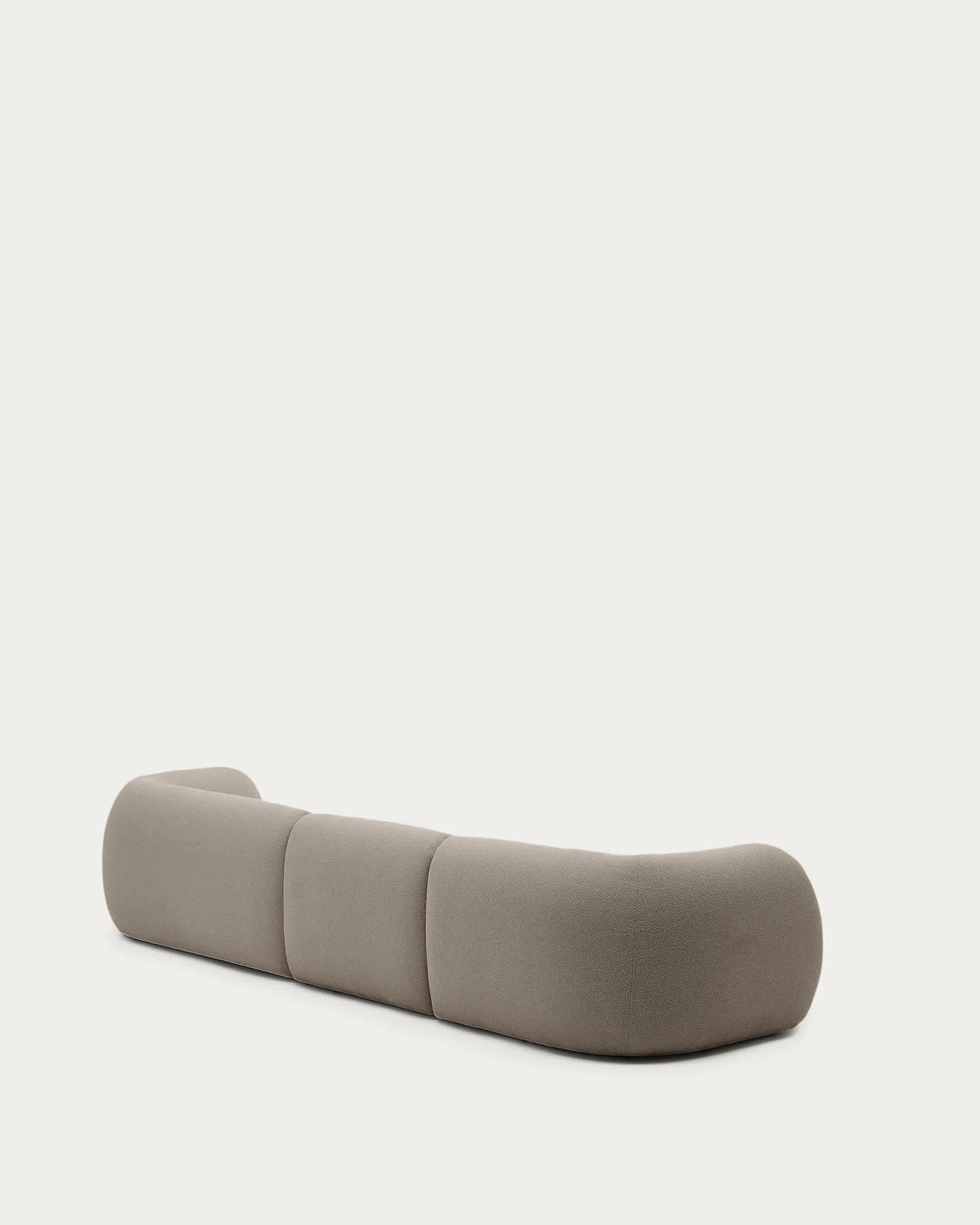 Divano modulare Martina a 4 posti in ciniglia con chaise longue destra color pietra 377 cm