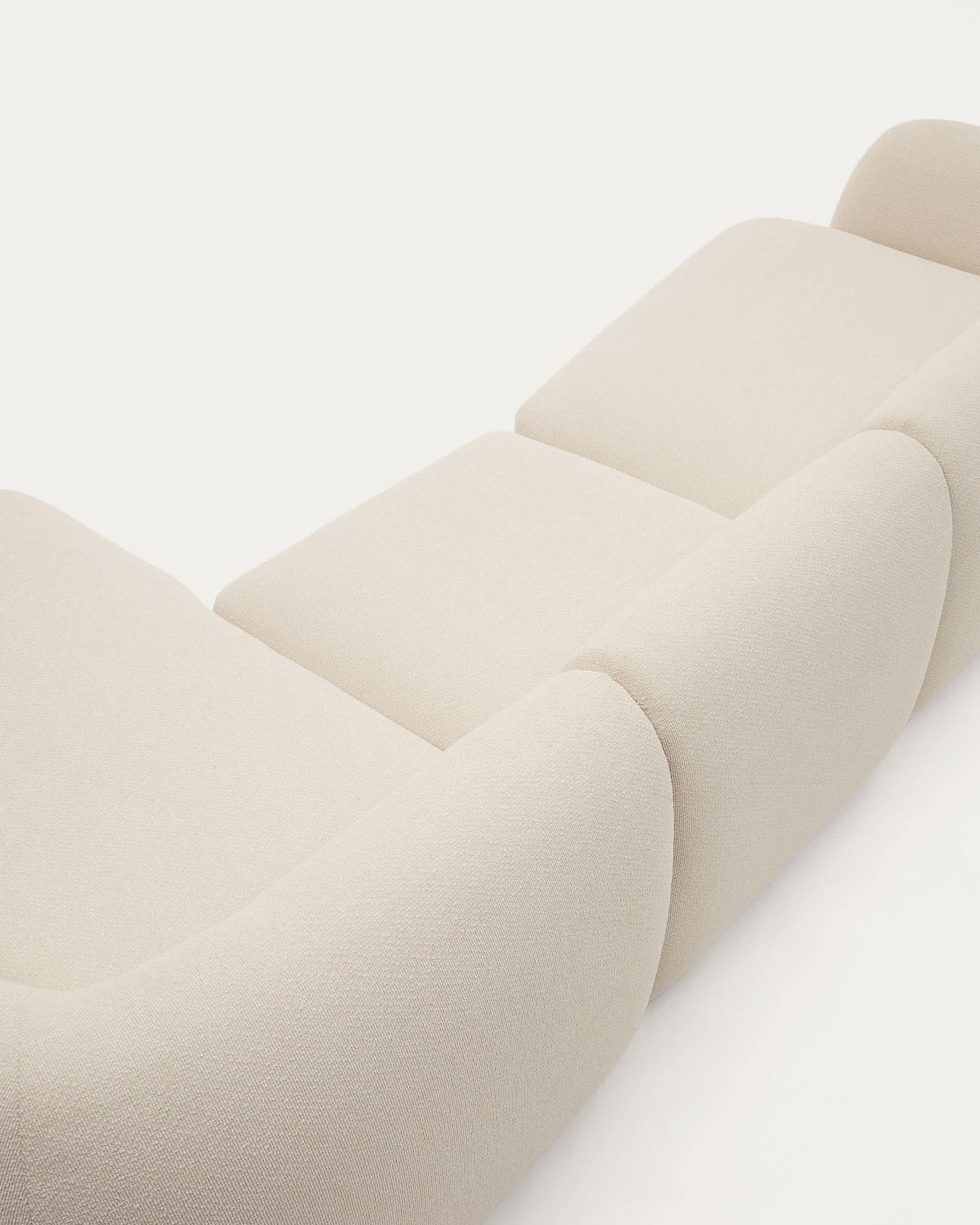 Divano modulare Martina 4 posti con chaise longue a destra ciniglia écru 377 cm