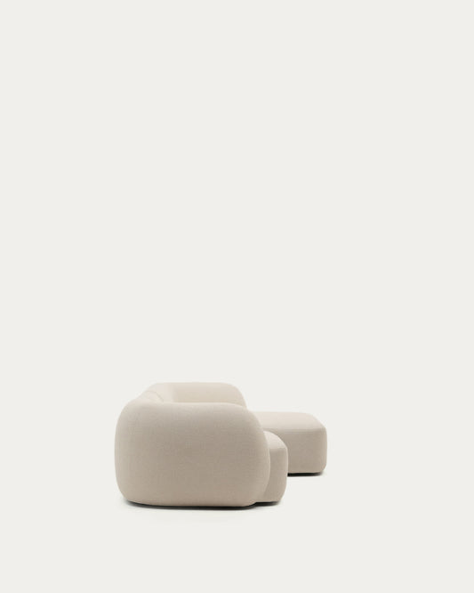 Divano modulare Martina 4 posti con chaise longue a destra ciniglia écru 377 cm