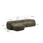 Divano modulare Martina 4 posti in ciniglia con chaise longue sinistra verde 377 cm