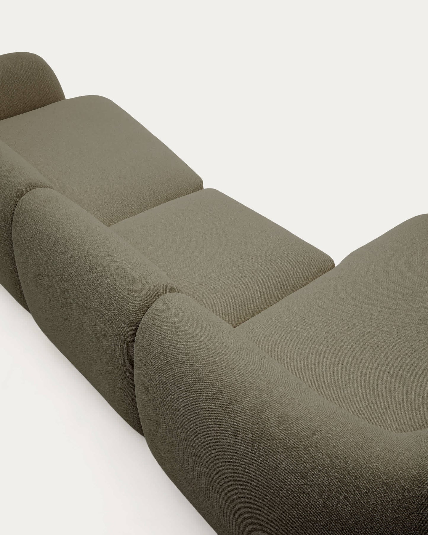 Divano modulare Martina 4 posti in ciniglia con chaise longue sinistra verde 377 cm