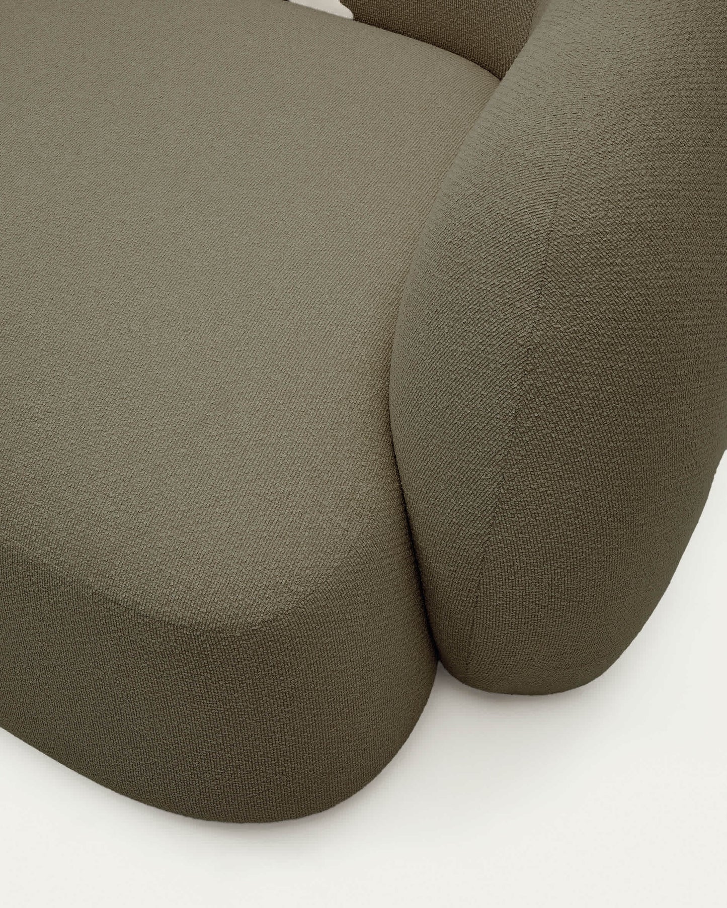 Divano modulare Martina 4 posti in ciniglia con chaise longue sinistra verde 377 cm