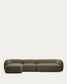Divano modulare Martina 4 posti in ciniglia con chaise longue sinistra verde 377 cm