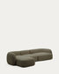 Divano modulare Martina 4 posti in ciniglia con chaise longue sinistra verde 377 cm