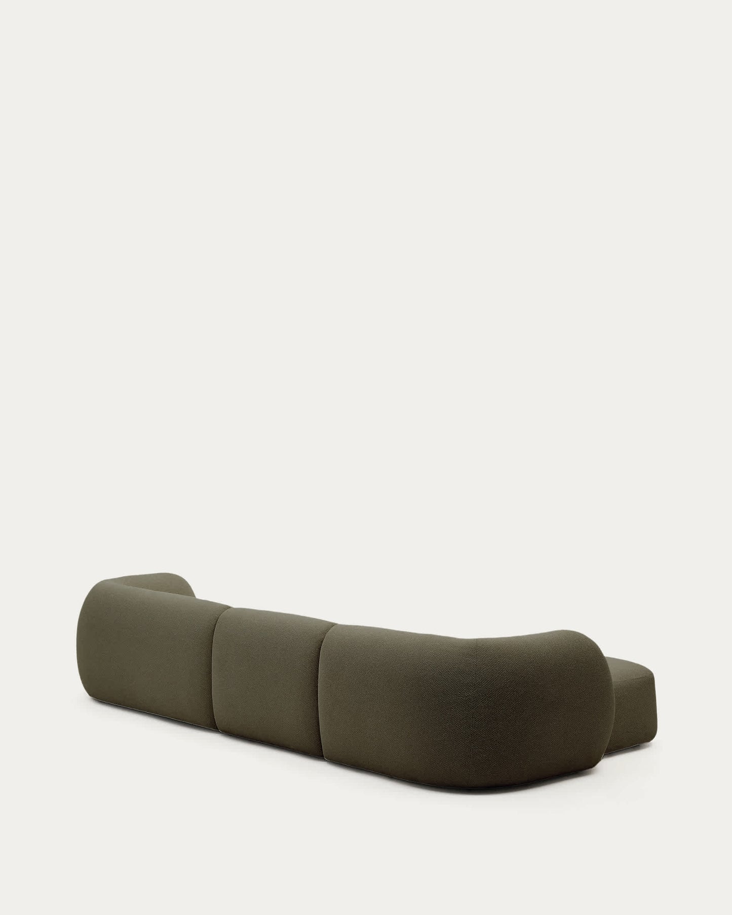Divano modulare Martina 4 posti in ciniglia con chaise longue sinistra verde 377 cm
