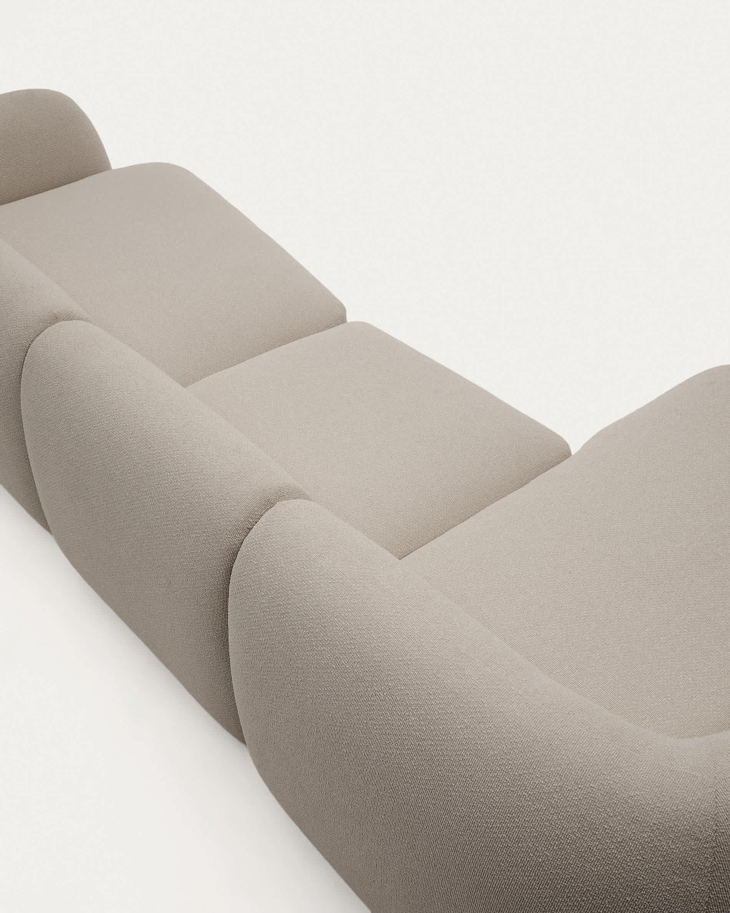Divano modulare Martina a 4 posti in ciniglia con chaise longue sinistra color pietra 377 cm