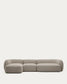Divano modulare Martina a 4 posti in ciniglia con chaise longue sinistra color pietra 377 cm