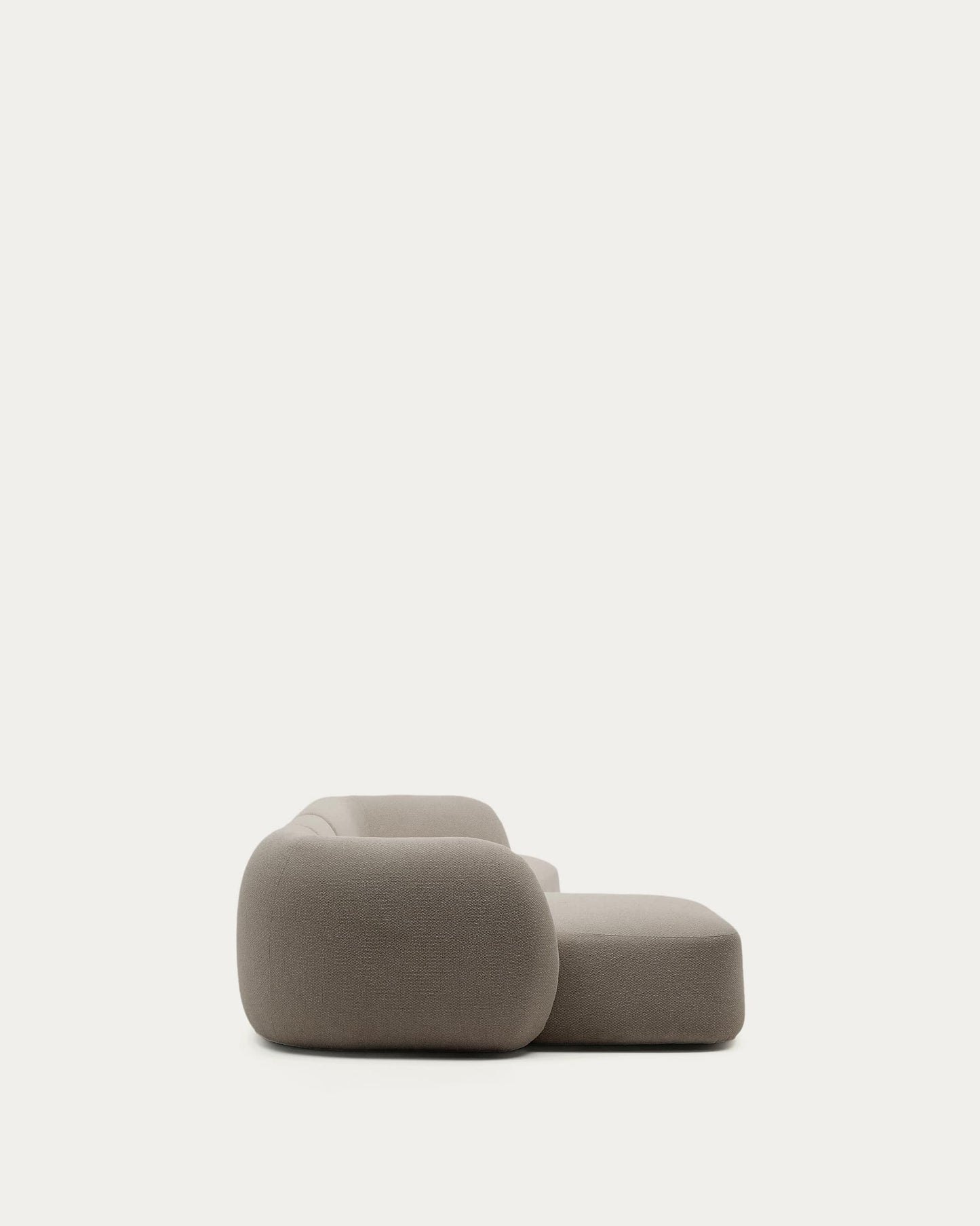 Divano modulare Martina a 4 posti in ciniglia con chaise longue sinistra color pietra 377 cm