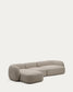 Divano modulare Martina a 4 posti in ciniglia con chaise longue sinistra color pietra 377 cm