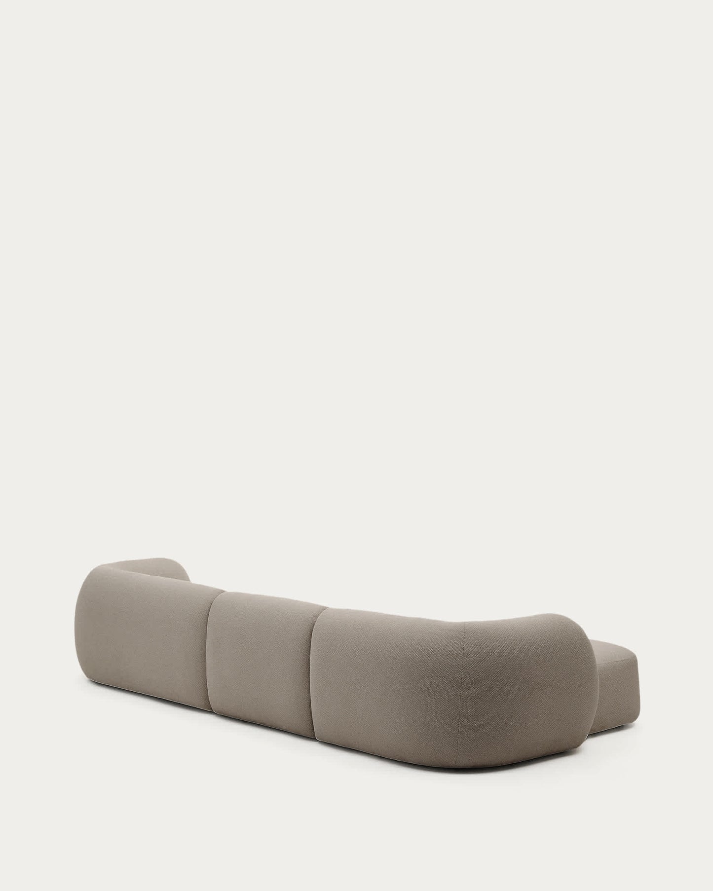 Divano modulare Martina a 4 posti in ciniglia con chaise longue sinistra color pietra 377 cm