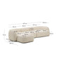 Divano modulare Martina 4 posti con chaise longue a sinistra ciniglia écru 377 cm