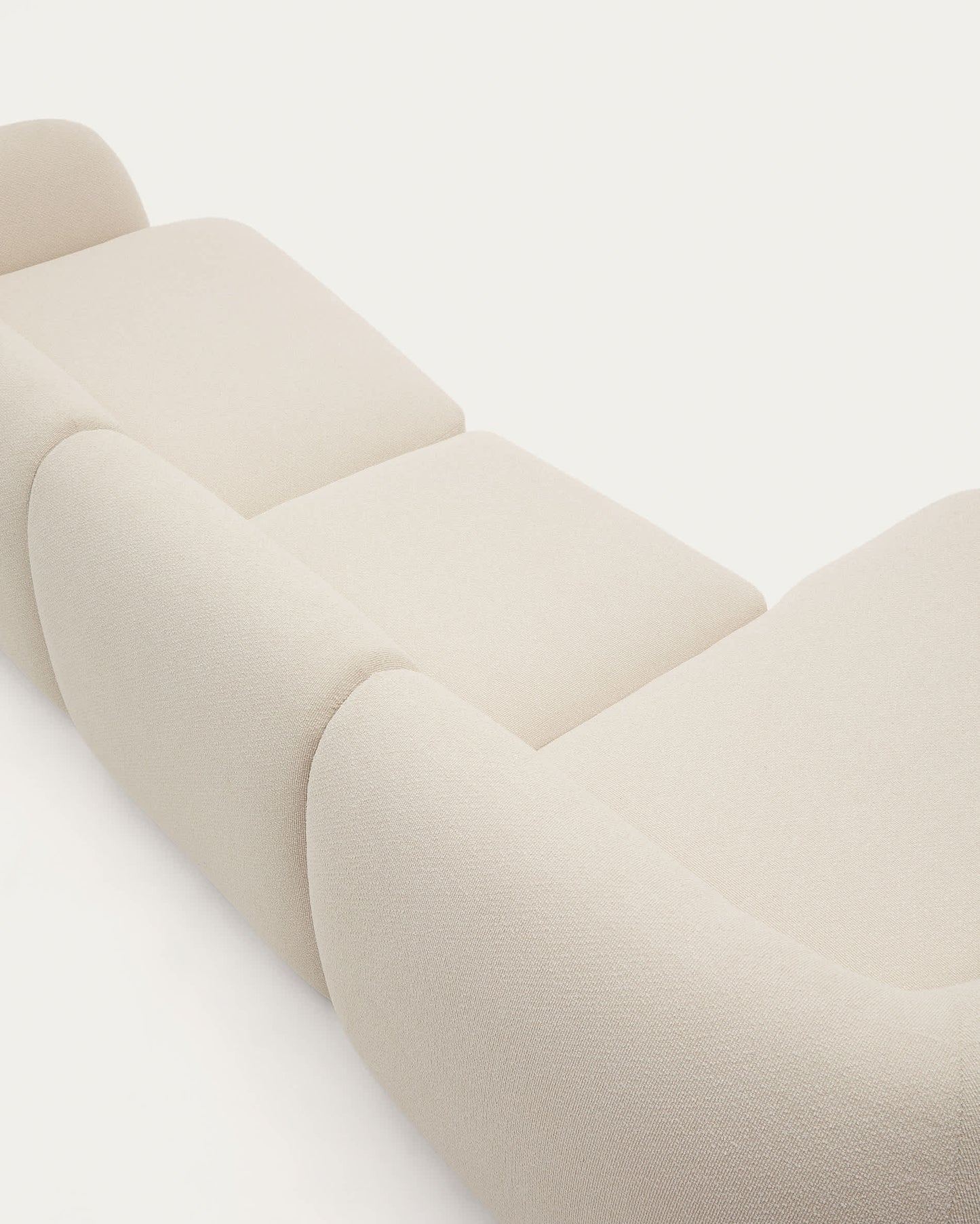 Divano modulare Martina 4 posti con chaise longue a sinistra ciniglia écru 377 cm