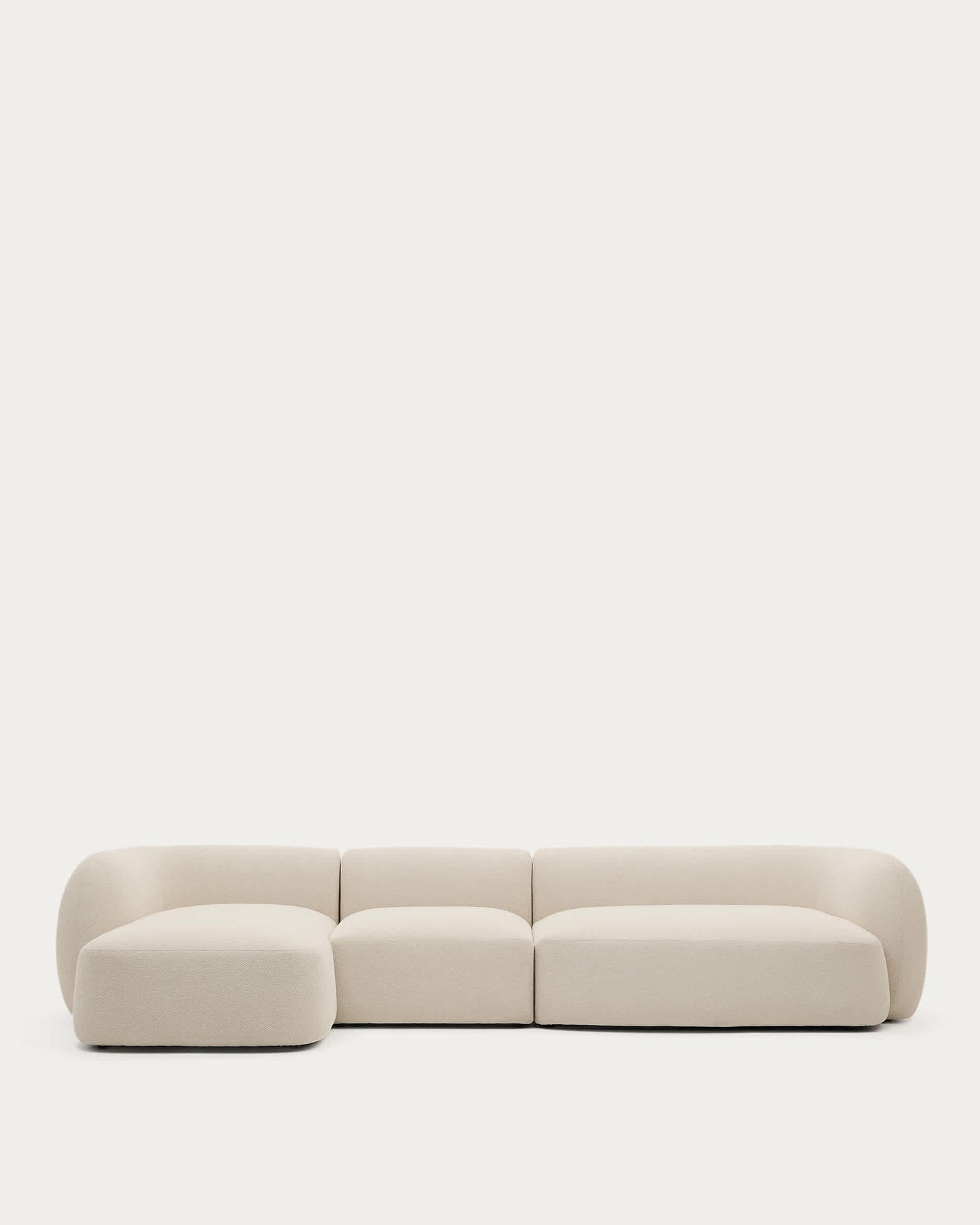 Divano modulare Martina 4 posti con chaise longue a sinistra ciniglia écru 377 cm