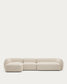 Divano modulare Martina 4 posti con chaise longue a sinistra ciniglia écru 377 cm