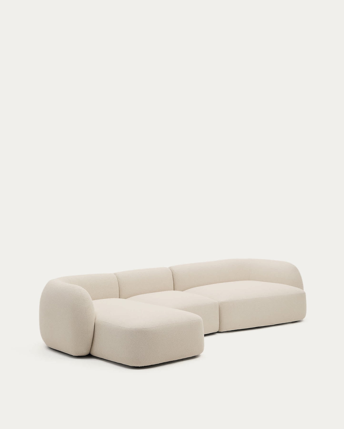 Divano modulare Martina 4 posti con chaise longue a sinistra ciniglia écru 377 cm