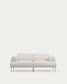 Divano Aurum 2 posti in ciniglia écru con testiera reclinabile e base in metallo beige opaco 214 cm