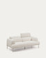 Divano Aurum 2 posti in ciniglia écru con testiera reclinabile e base in metallo beige opaco 214 cm