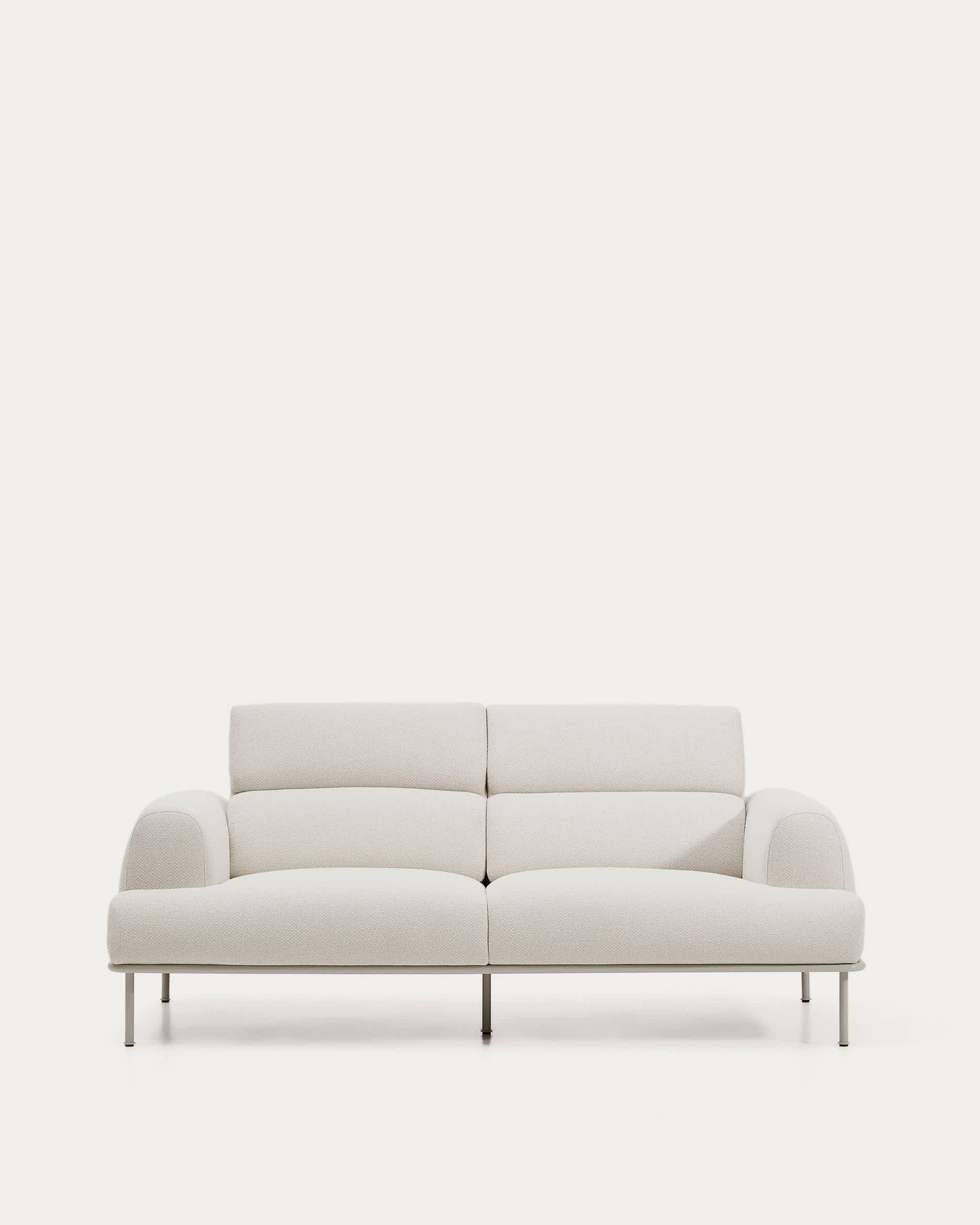 Divano Aurum a 3 posti con poggiatesta reclinabile e base in metallo beige opaco 234 cm