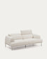 Divano Aurum a 3 posti con poggiatesta reclinabile e base in metallo beige opaco 234 cm