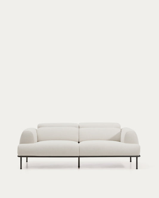 Divano Aurum a 3 posti con poggiatesta reclinabile e base in metallo grigio opaco 234 cm