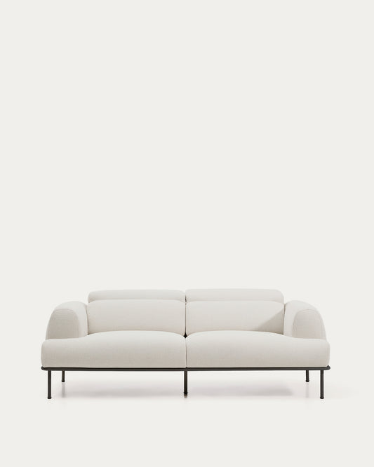 Divano Aurum a 3 posti con poggiatesta reclinabile e base in metallo grigio opaco 234 cm